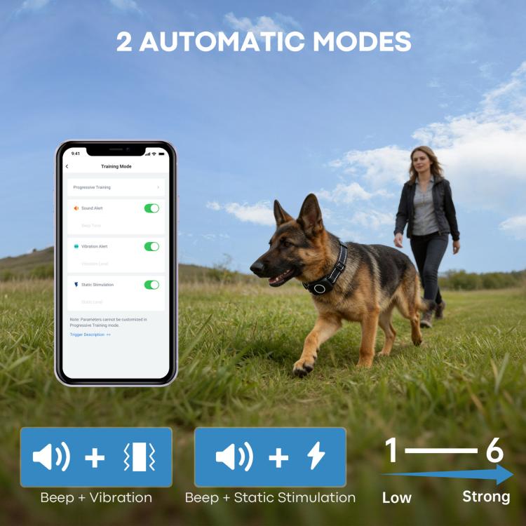 Smart APP Electric Shock Anti-barking Device Smart Collar For Pet Training