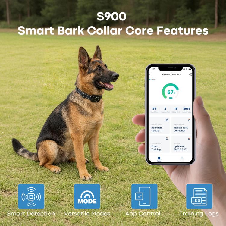 Smart APP Electric Shock Anti-barking Device Smart Collar For Pet Training