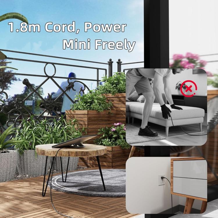 Compact power adapter with 1.8 m cord and US plug