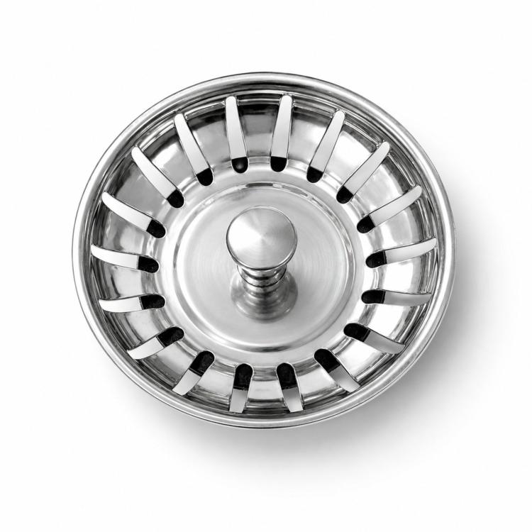 Stainless steel sink strainer basket with perforated ring and central stem