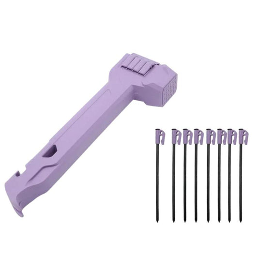 Multifunctional Camping Hammer Set with 8 Steel Tent Pegs Portable Tent Stake Mallet with Built-in Storage Compartment