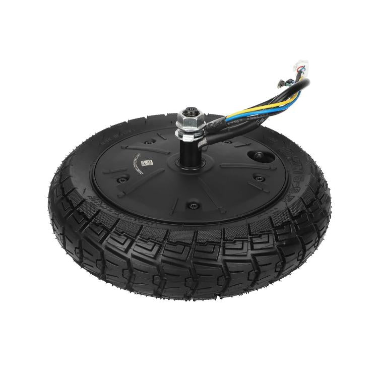 Black wheel hub motor assembly with bolt-on axle and cable lead