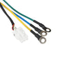 Colored wire harness with white connector and ring terminals