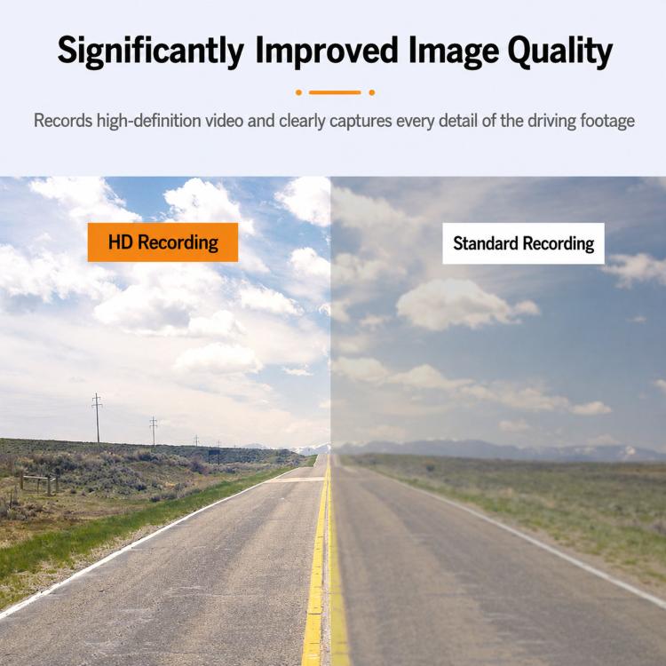 Road footage comparison with HD recording versus standard recording label