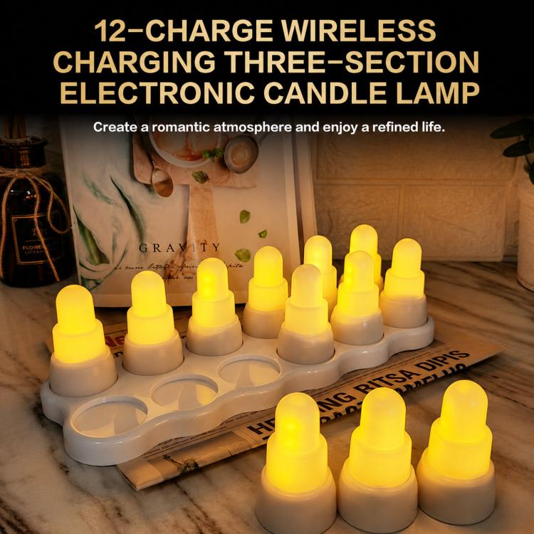 Wireless Inductive Charging LED Electronic Candle Light Christmas Ambient Decor Lamp, EU Plug, US Plug, UK Plug, AU Plug
