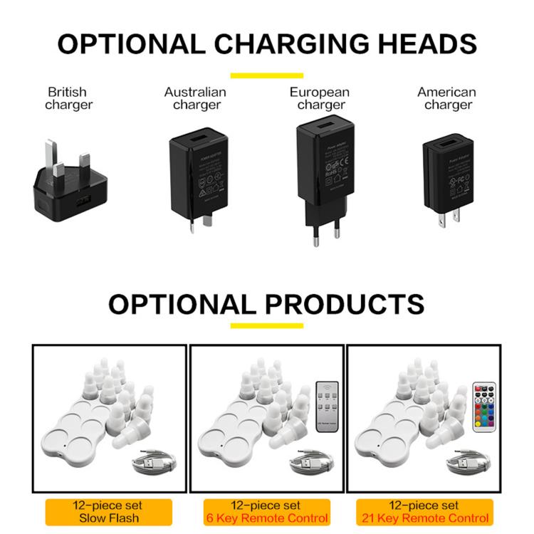Wireless Inductive Charging LED Electronic Candle Light Christmas Ambient Decor Lamp, EU Plug, US Plug, UK Plug, AU Plug