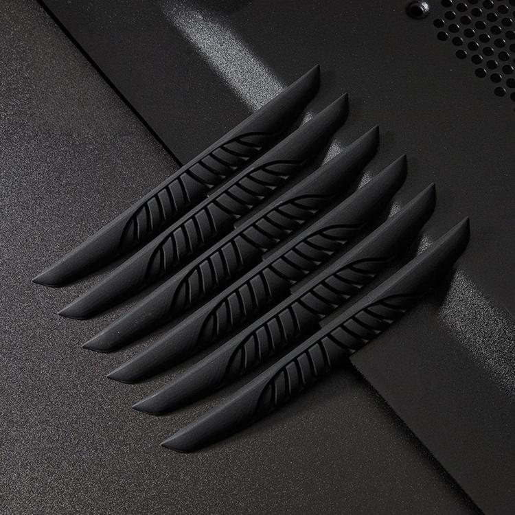 Black car door edge anti-scratch protection strips, 6-piece set with textured grip.