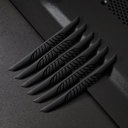 Black car door edge anti-scratch protection strips, 6-piece set with textured grip.