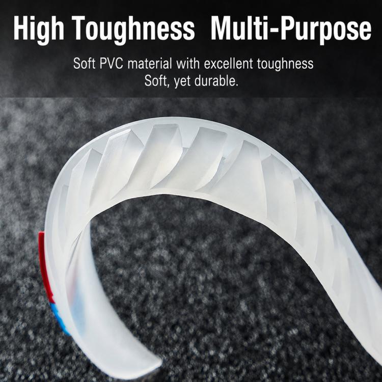 White curved anti-collision door edge strip with flexible PVC-style ribbing.