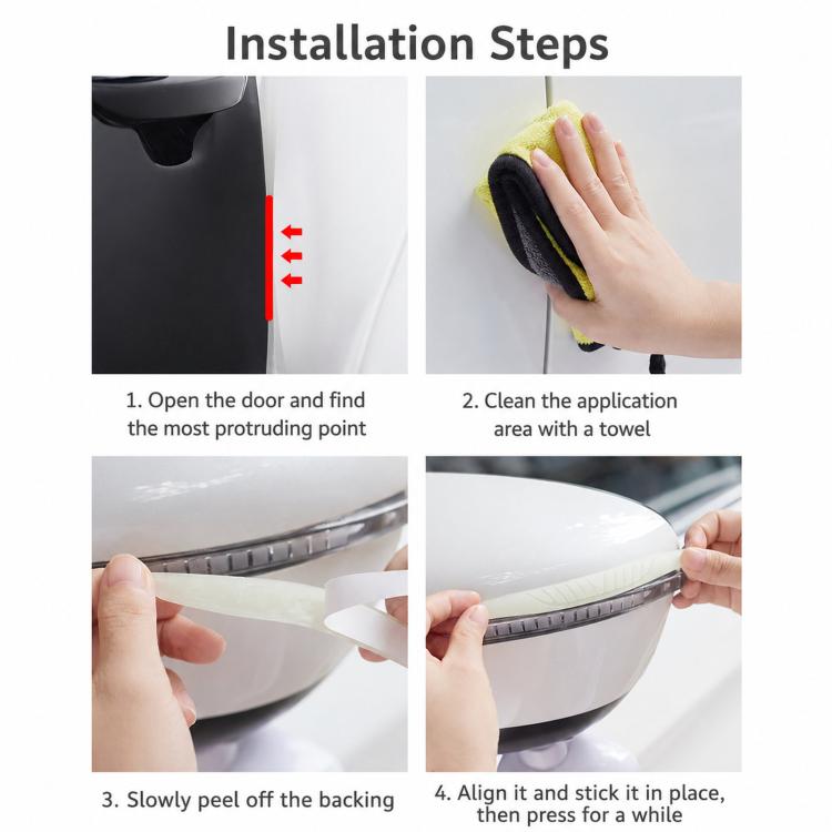 Car door edge anti-scratch strip installation steps: clean surface and apply sticker