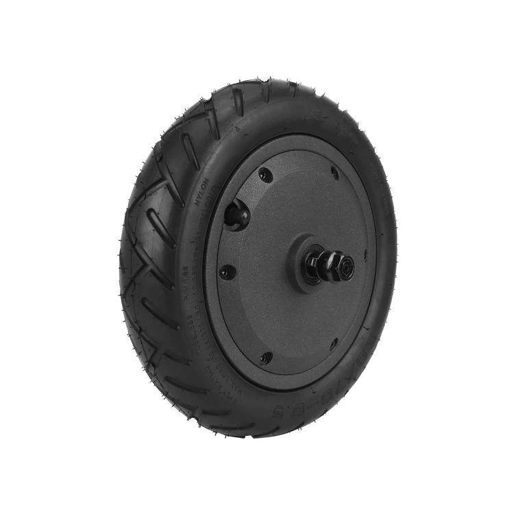 Rear wheel hub motor with black tire and central mounting plate