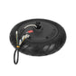 Rear hub motor wheel with black tire and exposed wiring connectors