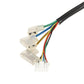 Motor wiring harness with multi-color leads and white connector plugs