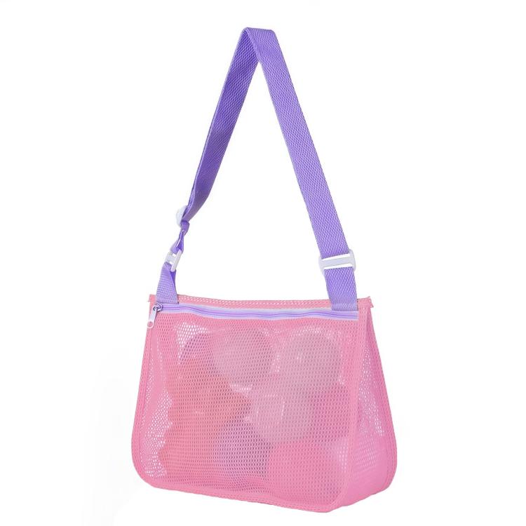 Single-Shoulder Stationery Pouch Children Mesh Foldable Thickened Mesh Beach Bag