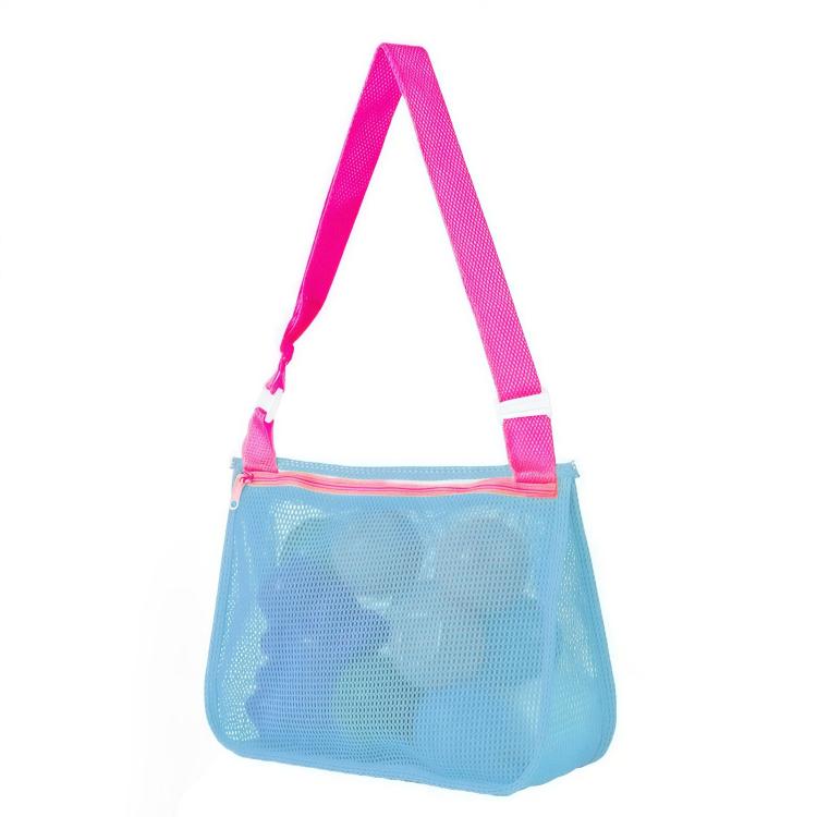 Single-Shoulder Stationery Pouch Children Mesh Foldable Thickened Mesh Beach Bag