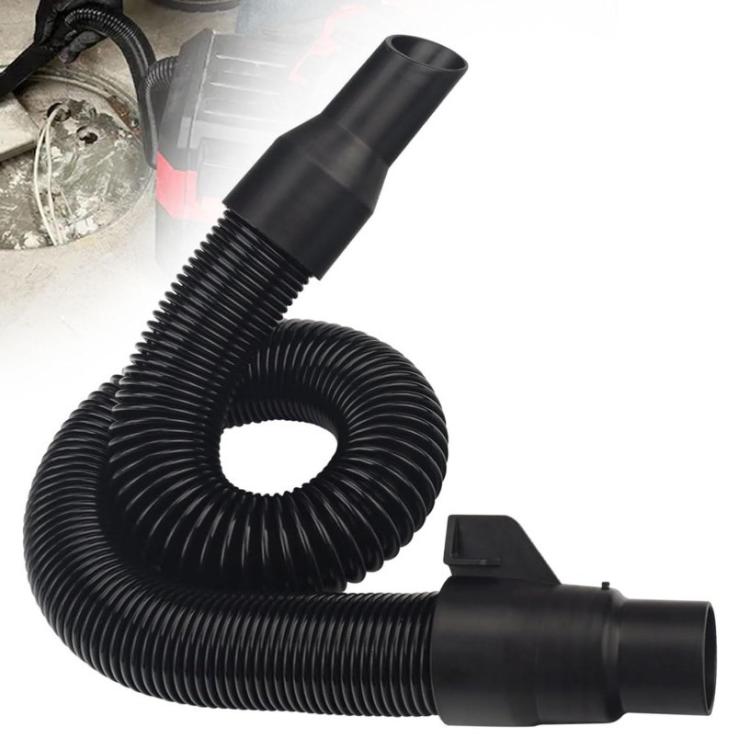 Black ribbed vacuum hose replacement with two end adapters, coiled section view