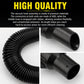 Close-up of black ribbed vacuum hose and ABS end connector