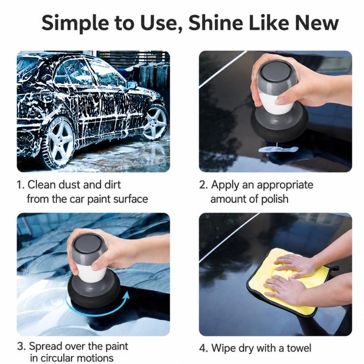 Car wax polisher kit with applicator bottle and black circular pad