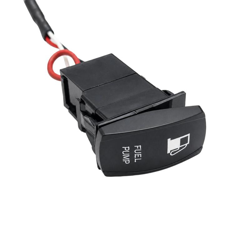 Momentary fuel rocker switch with fuel pump icon and wire terminals