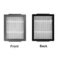 Square vacuum filter pair with white pleated media in dark gray frames
