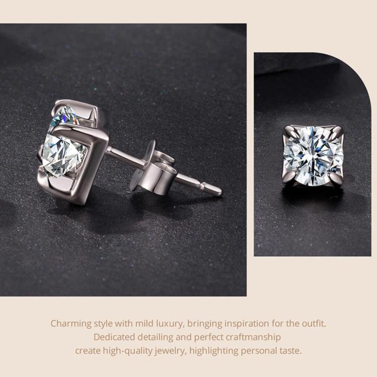 S925 Sterling Silver Small Sugar Cube Moissanite Sparkling Earrings, MSE134-S, MSE134-L