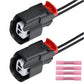 Two wheel speed sensor connectors with heat-shrink terminals, black housing, red latches