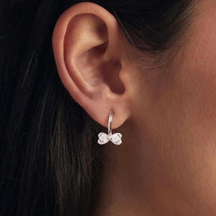 S925 Sterling Silver Sparkling Bow Moissanite Earrings, MSE137