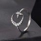 S925 Sterling Silver Adjustable Opening Ring with Moissanite and Star Pattern