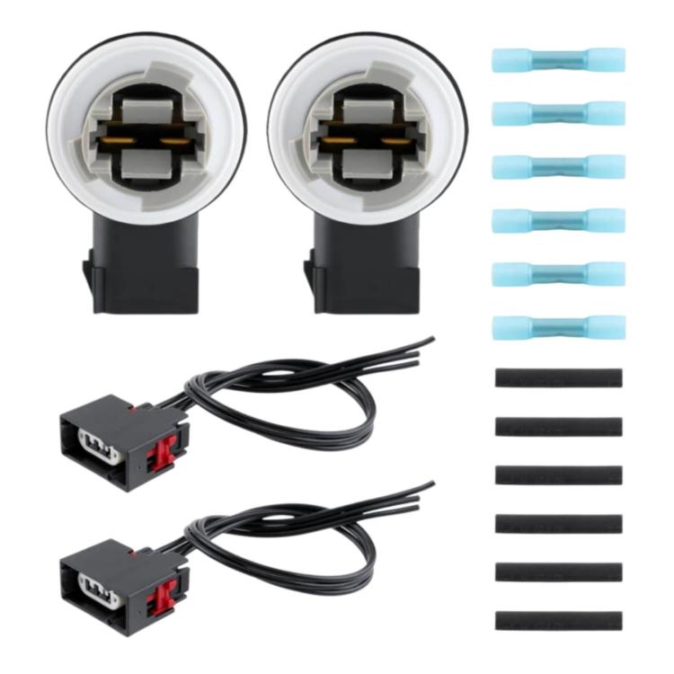 Tail light bulb socket holder pair, white and black with wire pigtails