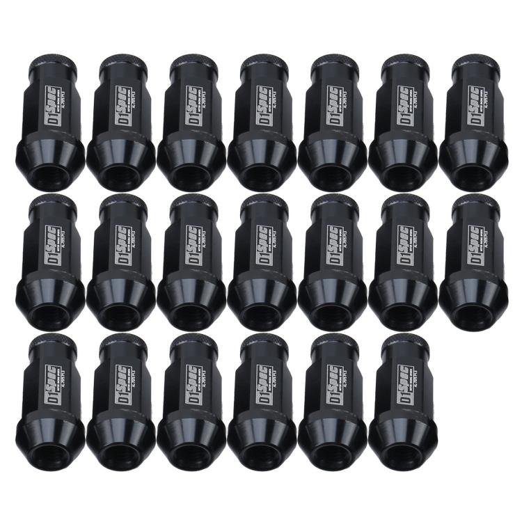 20-piece set of black M12 x 1.5 racing wheel nuts