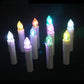 Set of LED candle lights with multicolor glowing flame tips and black clip bases