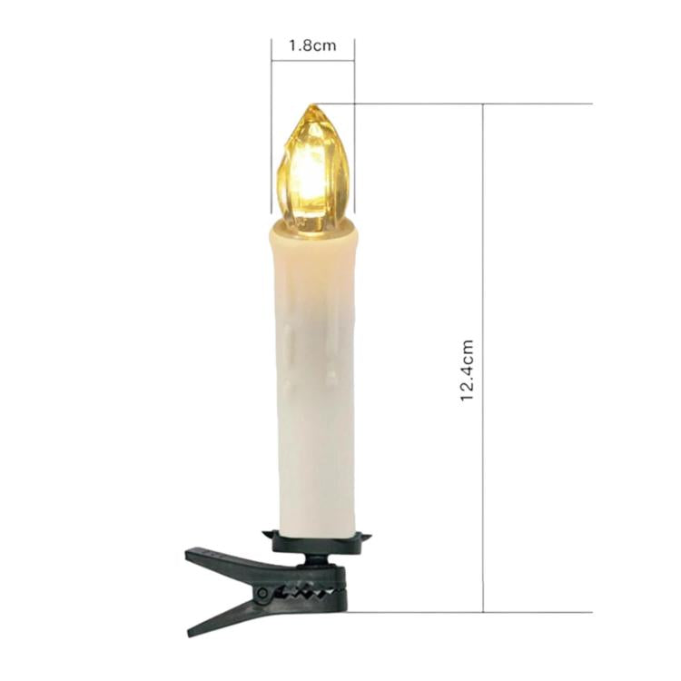 Single ivory LED candle light with gold flame tip and black clip base, 12.4 cm tall