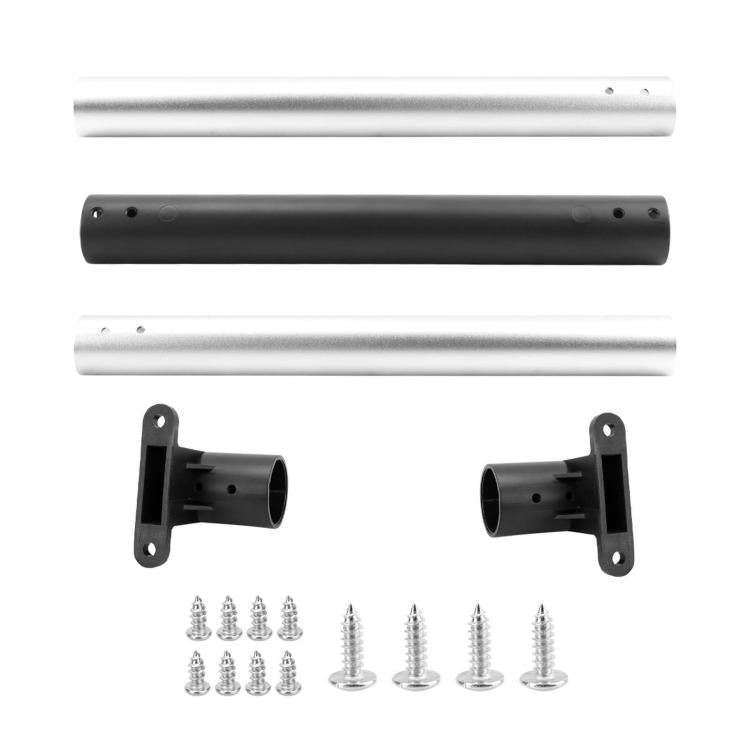 Car screen door telescopic rod parts kit: black end caps, silver tubes, brackets, screws