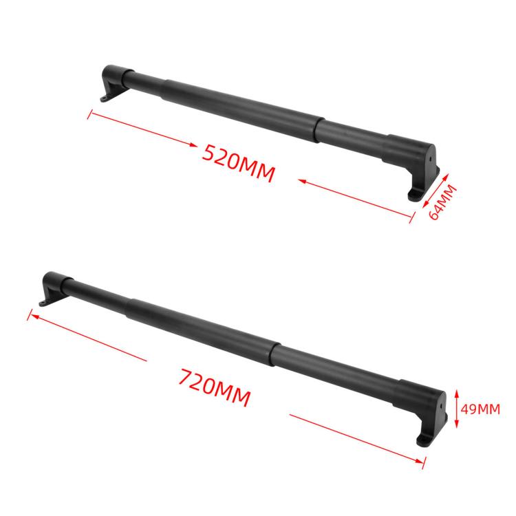 Car screen door telescopic rod with anti-slip handle, black tube, length dimension lines