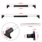 Car screen door telescopic rod sizing diagram with black end brackets and mounting screws
