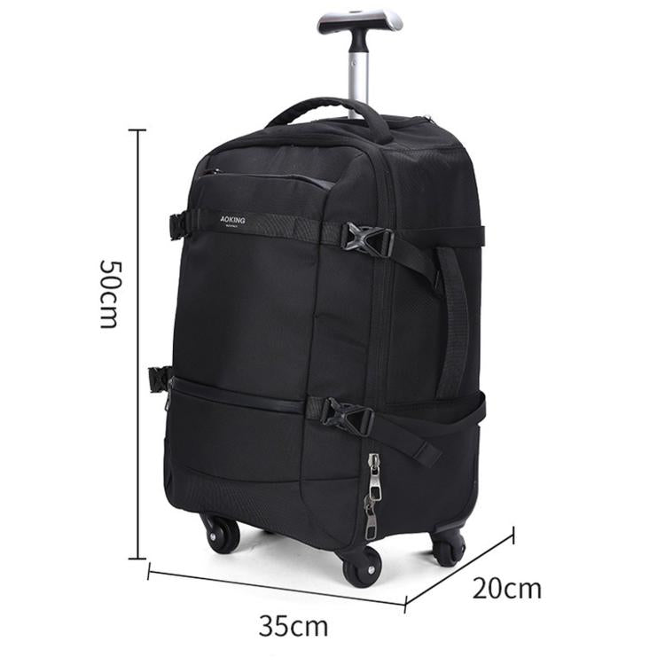 AOKING black rolling backpack with telescopic handle and compact carry size