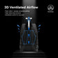 Black backpack back panel with 3D ventilated padding and padded adjustable shoulder straps.