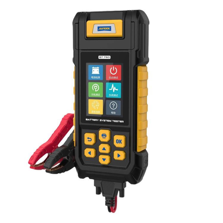 AUTOOL BT760 car battery tester with color screen and red/black clamp leads