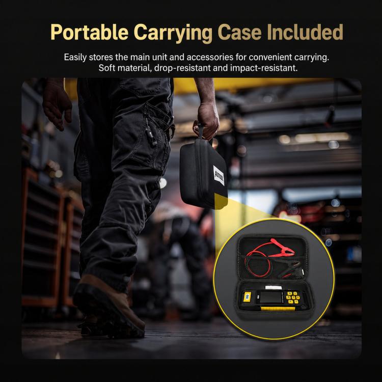 AUTOOL BT760 battery tester with portable carrying case and compact clamp setup