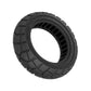 Black solid scooter tire shown from side, open center hub, chunky tread