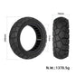 Black solid scooter tire with side profile and printed size measurements (mm)