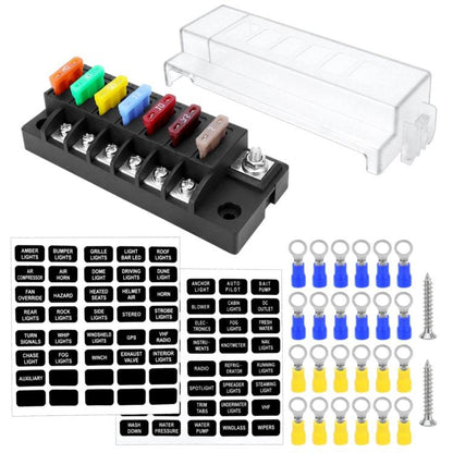 Waterproof blade fuse holder with clear cover and multiple fuse blade terminals, no lights