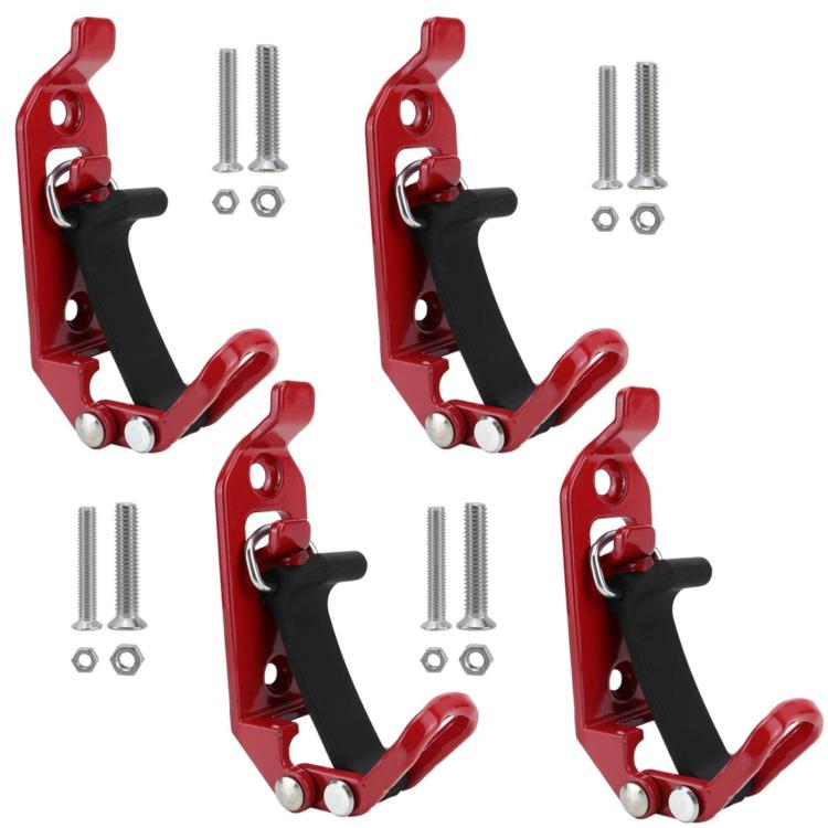 Red roof rack fixing clamp set with two mounts plus installation screws and nuts