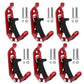 Red roof rack fixing clamps with black straps, multiple sets shown with hardware