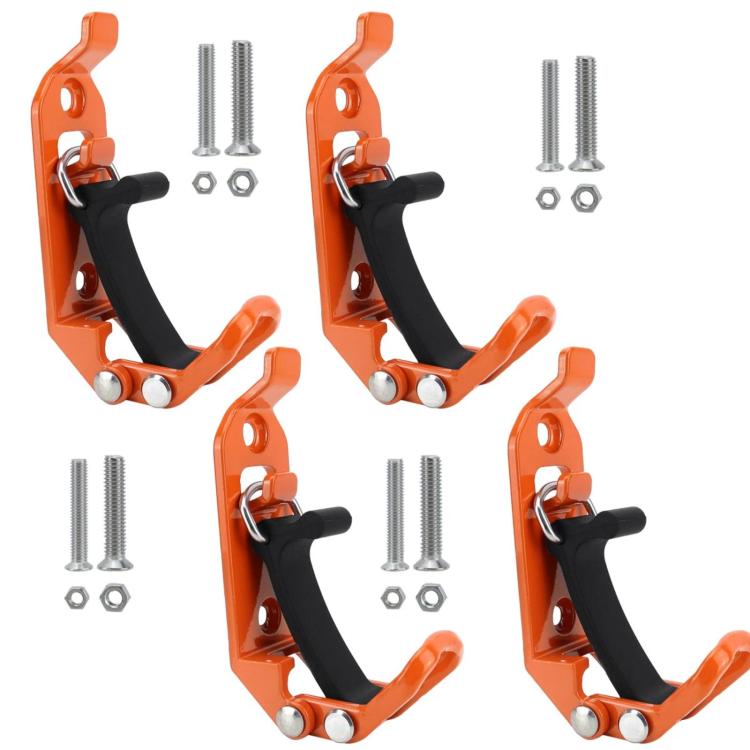 Orange roof rack fixing clamps with black straps, multiple sets with screws and nuts