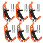 Orange roof rack fixing clamps with black straps, shown in multiple pairs with hardware