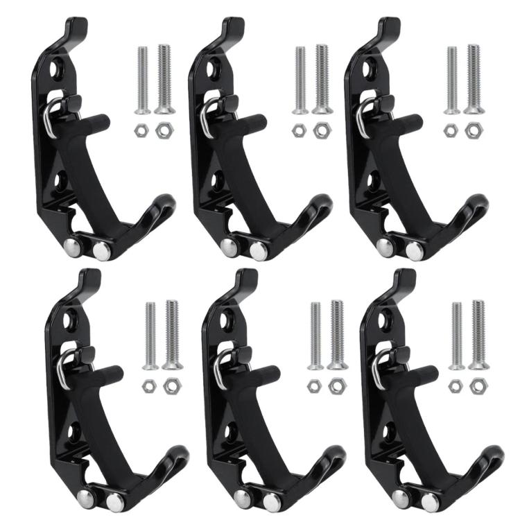 Black roof rack fixing clamps with black straps, multiple pairs shown with hardware