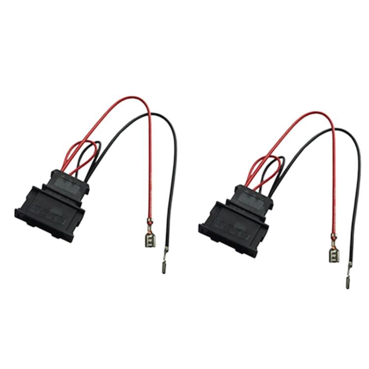 Car audio speaker wire harness set with two connectors and red/black leads