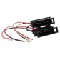 Car audio wiring harness with dual black connectors and red/white/gray pin wires