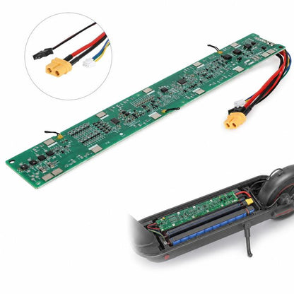 Green BMS protection PCB board with multi-color wire connectors for electric scooter battery